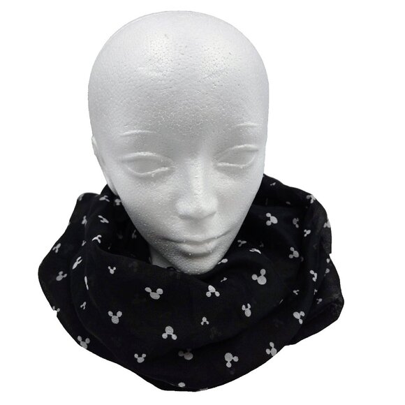 Disney Mickey Mouse Head Infinity Scarf Black White Read - Picture 1 of 9